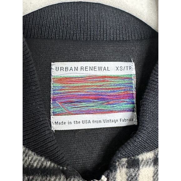 Urban Renewal UO Vintage Fabric Black White Plaid Zip Bomber Jacket Size XS - Picture 3 of 4